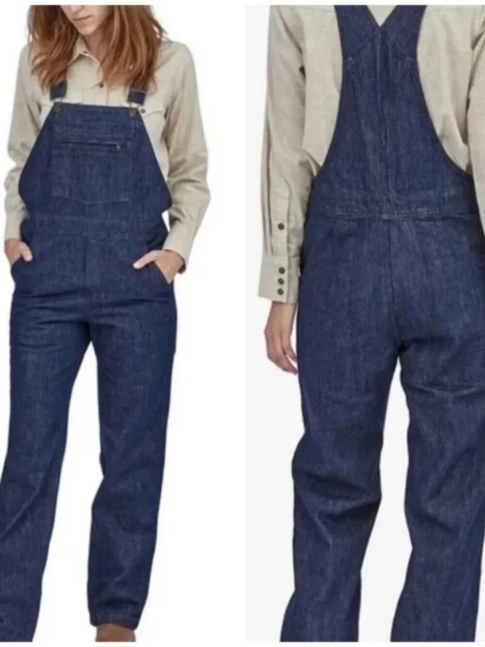Patagonia Steel Forge Jean Overalls Small S Womens Blue Dark Wash Denim